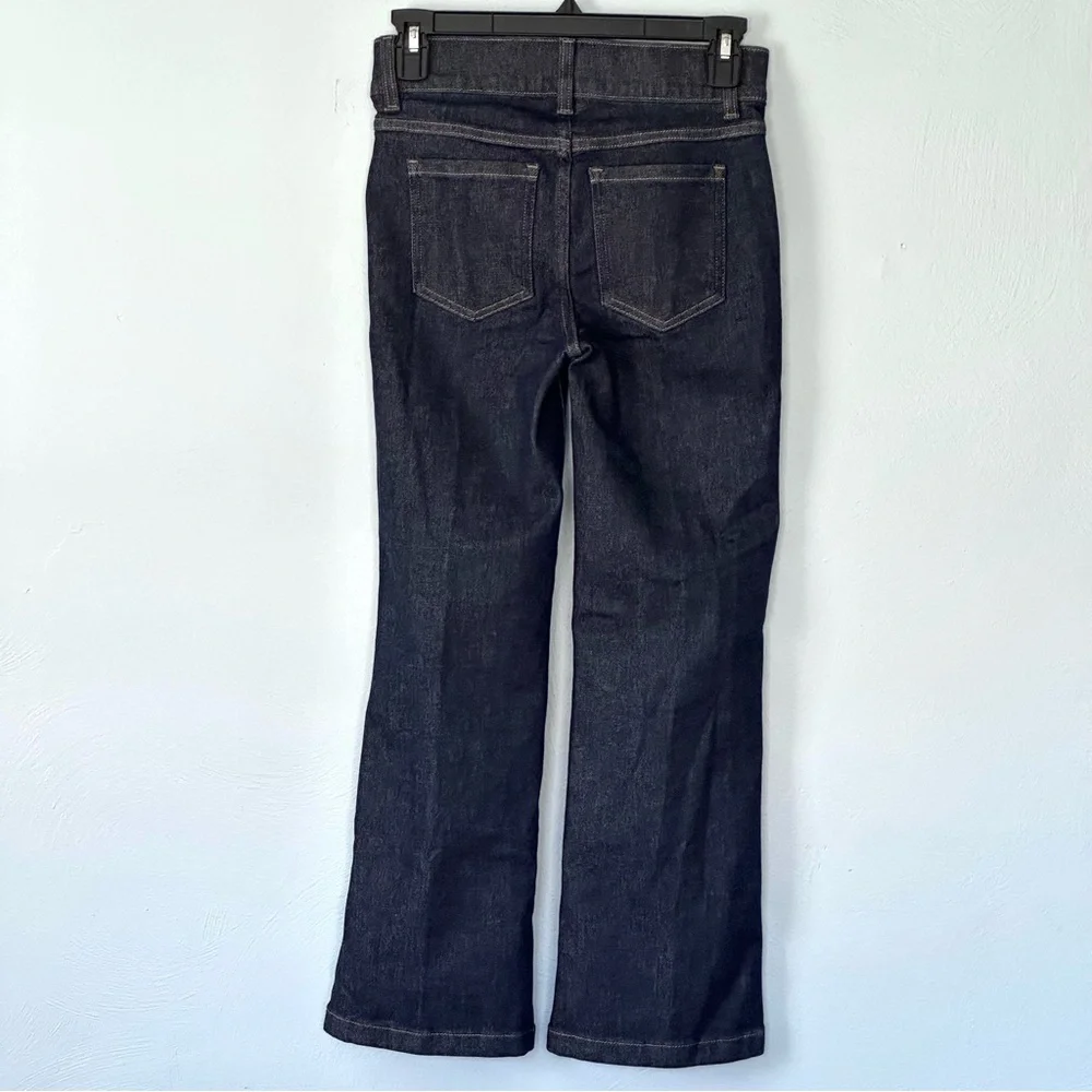 SPANX EveryWear Pull-On Flare Jeans XS Dark Raw Indigo High Rise Shaping NWOT